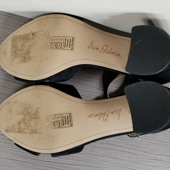 Sam Edelman Orlane Ankle Strap Sandal, Black Suede, Womens Size 7 - Picture 9 of 10